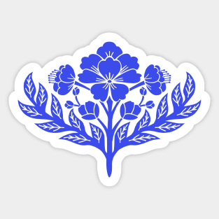 Bold blue floral damask Sticker